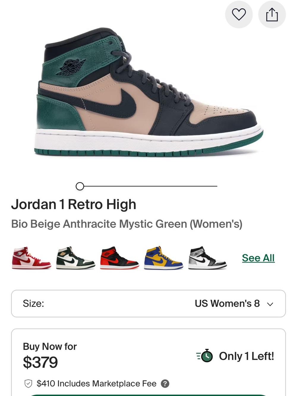 Jordan 1 Retro High Beige Anthracite Mystic Green